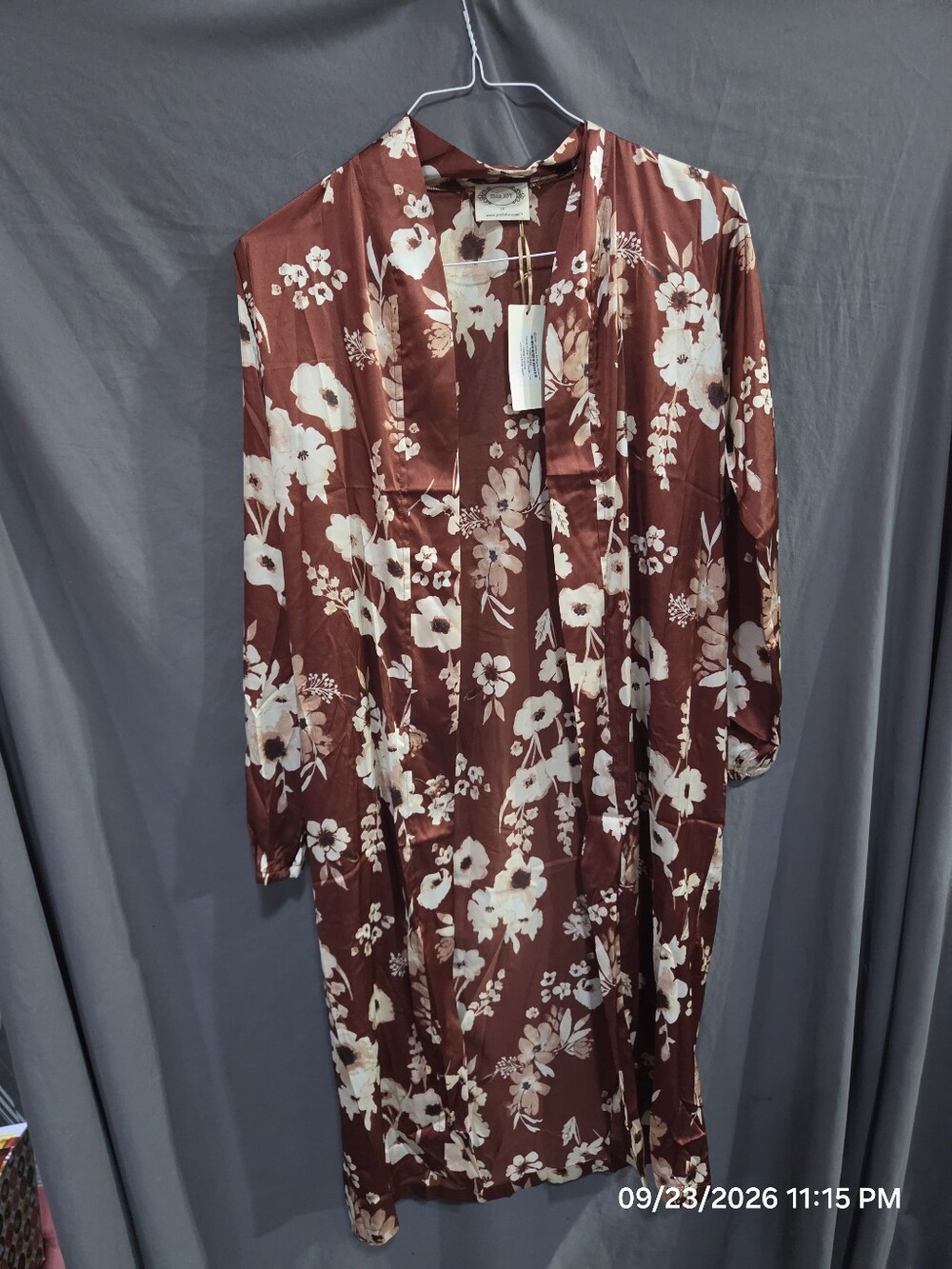 Mia Joy by Joyfolie Poma Duster Girls Size 14 Rust Brown Floral Long Kimono NWT